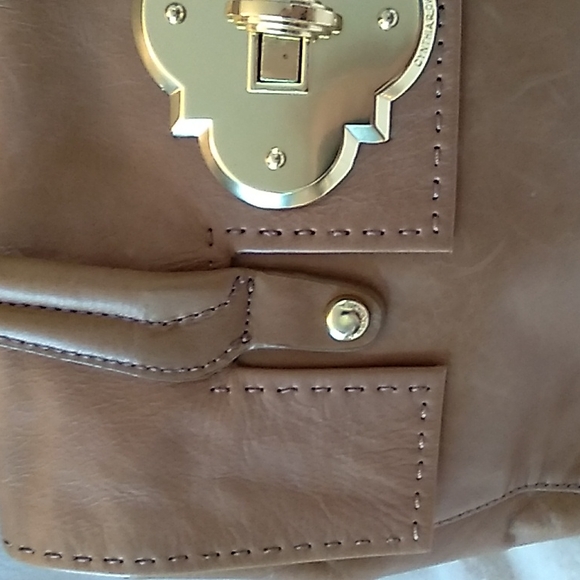 Cynthia Rowley brown genuine leather tote with striking gold hardware. - Picture 6 of 6